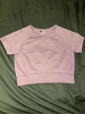 SHEIN Purple Short Sleeve Crop Sweatshirt Top